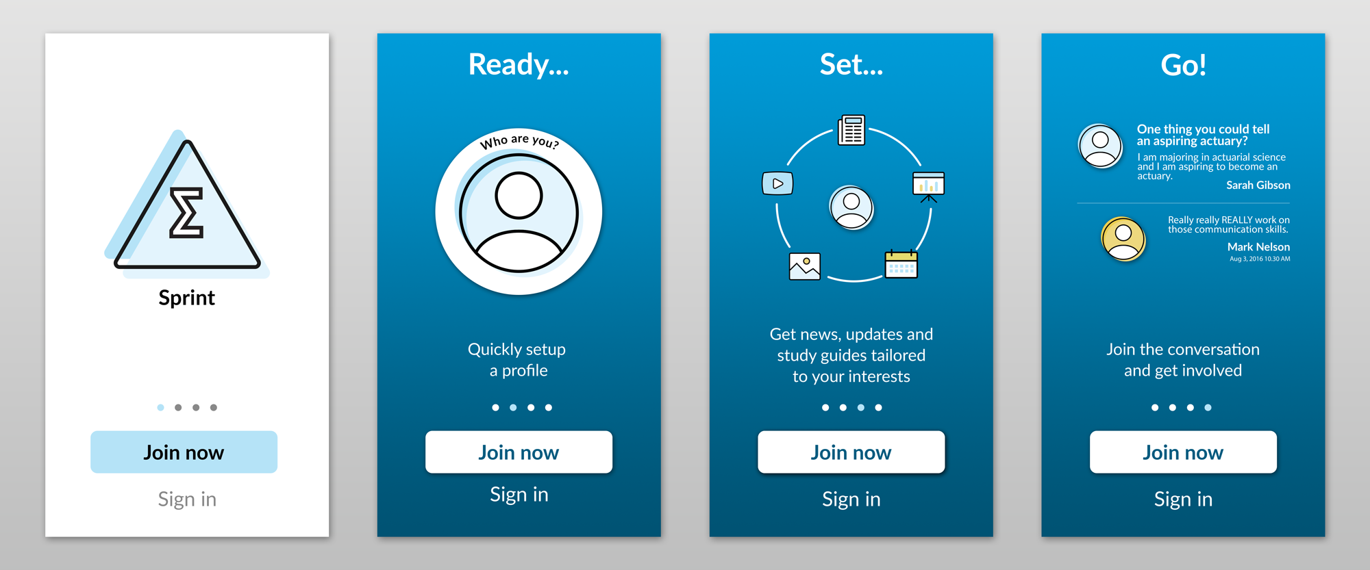 App onboarding screens