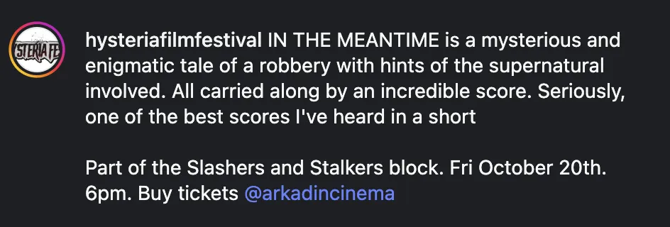 Festival reception for In the Meantime